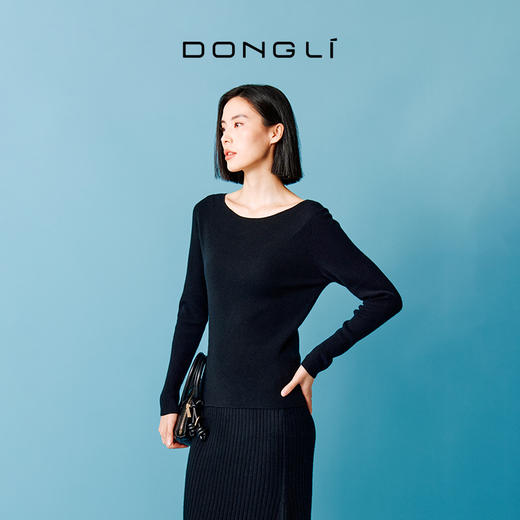 东黎 • 秀场同款 小山羊绒 女士秋冬针织一字领休闲时尚羊绒打底 4960 商品图4