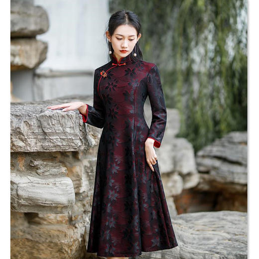 SKY MY-11时尚新中式长款A版旗袍大摆裙 商品图0