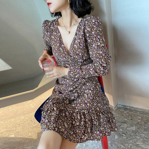 【顺丰包邮】11701 洛诗琳气质印花小个子荷叶边碎花连衣裙女20210330 商品图4