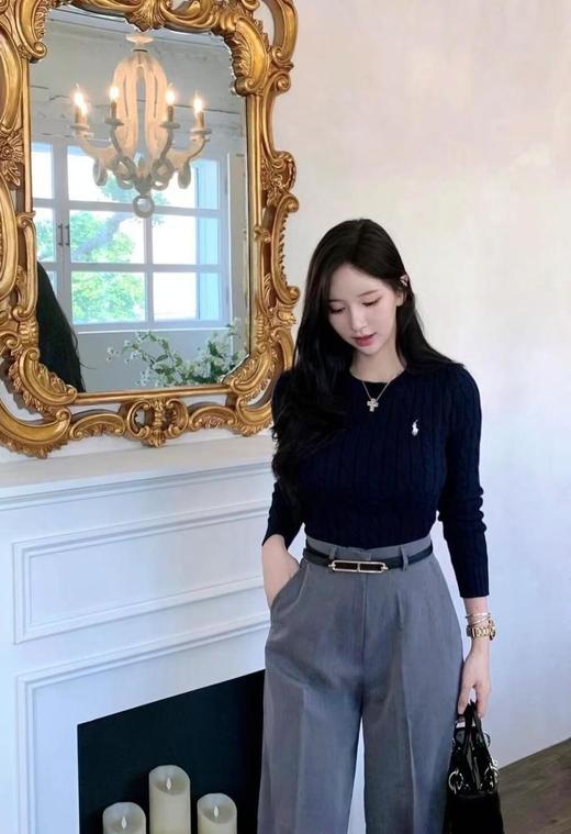 RalphLauren拉夫劳伦RL经典战马logo刺绣绞花纹麻花纽绳圆领长袖套头针织毛衣男女同款（BG） 商品图9