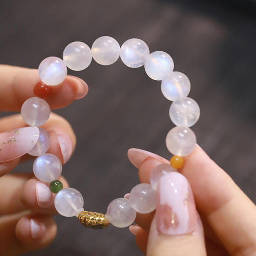 【宫里手串】天然水晶蓝月光石冰种手串10mm 商品图2