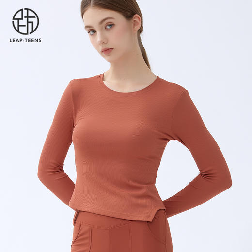 跃牌【小甜心】系列 瑜伽服长袖女带胸垫普拉提训练健身运动上衣9064 商品图5