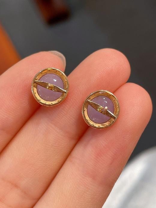 紫罗兰蛋面翡翠耳钉 商品图3