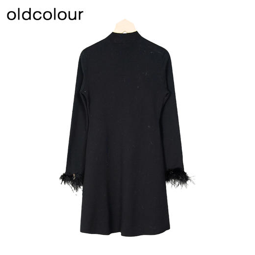 oldcolour冬季新款黑色优雅气质宽松显瘦针织连衣裙女P461002A1 商品图1