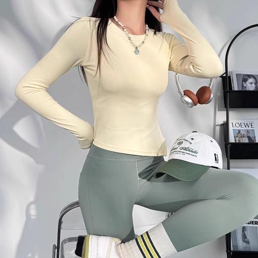 跃牌【小甜心】系列 瑜伽服长袖女带胸垫普拉提训练健身运动上衣9064 商品图1