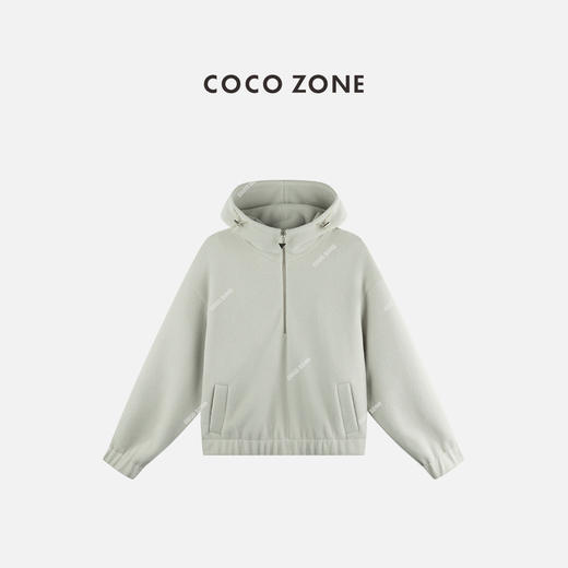COCO ZONE 设计感半拉链连帽卫衣时尚简约女上衣CC1C2096 商品图0