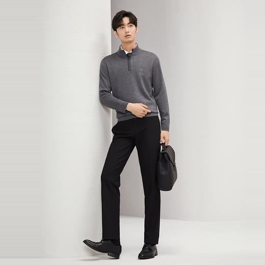 【加绒】柒牌毛衣男2024秋冬新款商务休闲含羊毛保暖半开立领毛衫	127Y70800 商品图3