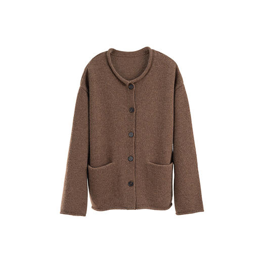绽放328-366朵/全羊毛夹花卷边文艺女旅行感流苏毛衣开衫披肩套装 商品图3