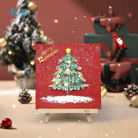 玩作DIY发光圣诞树肌理画手工绘画套装  丙烯手绘立体浮雕填色圣诞礼物石英砂画