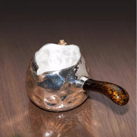 【样品特惠8折，仅1件，无货退款】臻宝堂公道杯999纯银分茶器纯手工鹰嘴一张打银壶公杯大漆把茶具金蟾公道杯260ml