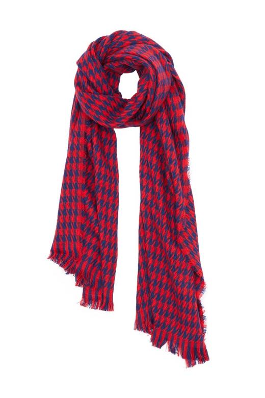 AVA 千鸟格撞色流苏围巾 5636 商品图1