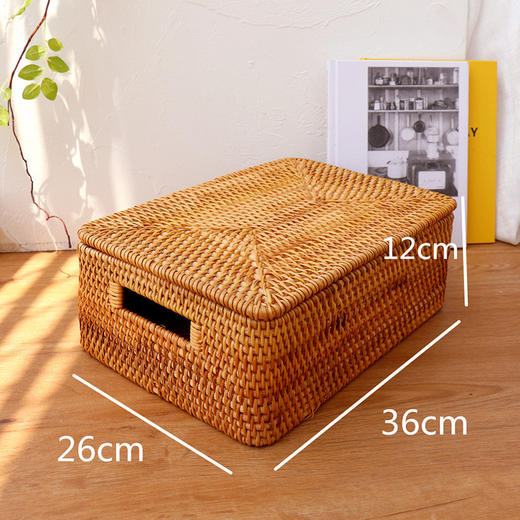 【4个规格可选】娜家藤编手提收纳箱-带盖 商品图2
