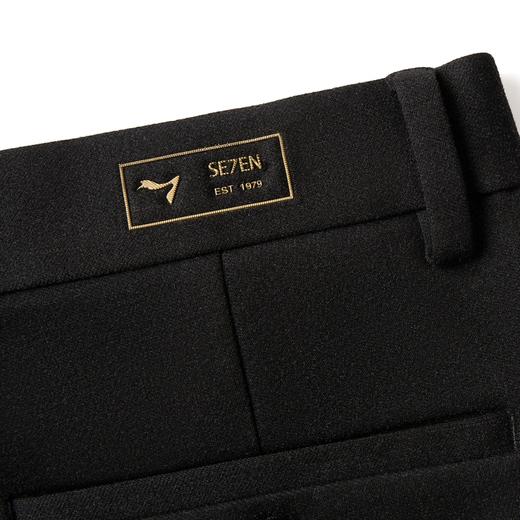 柒牌男装休闲裤男2024秋冬新款针织弹力舒适百搭加厚黑色直筒长裤	127H70150 商品图2