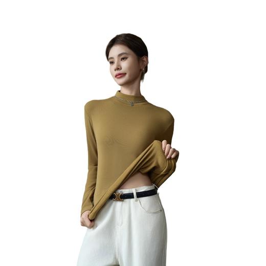 【一体绒发热衣】秋冬新款加绒圆领长袖女士半高领内搭一体绒发热衣打底衫上衣 商品图4