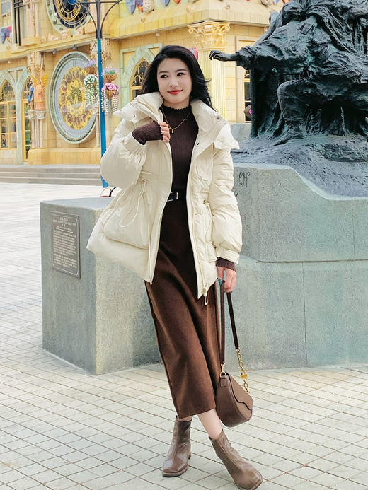 【百图lulu定制】【暖冬羽绒服】90白鸭绒 加厚 防风连帽 H型X型 两穿 上身秒减龄 羽绒服 商品图4