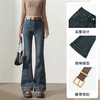 经典复古弹力水洗牛仔裤女秋季修身显瘦微喇裤搭腰带V0043891 商品缩略图2
