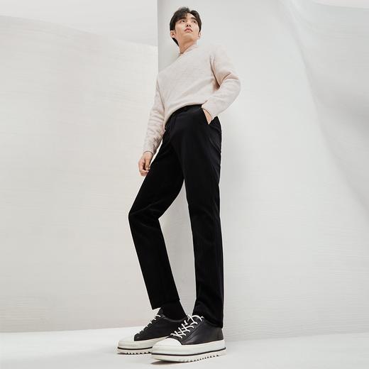 柒牌男装丝绒休闲裤男2024秋冬新款时尚潮流中青年修身直筒长裤子	127H72390 商品图3