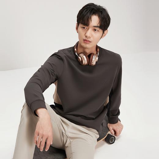 柒牌男士时尚卫衣2024秋季新款潮流百搭拼接休闲简约圆领套头上衣	127W70450 商品图1