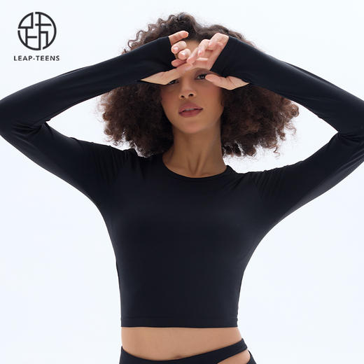 跃牌【小甜心】系列 露背镂空性感带胸垫瑜伽运动长袖T恤女9068 商品图7