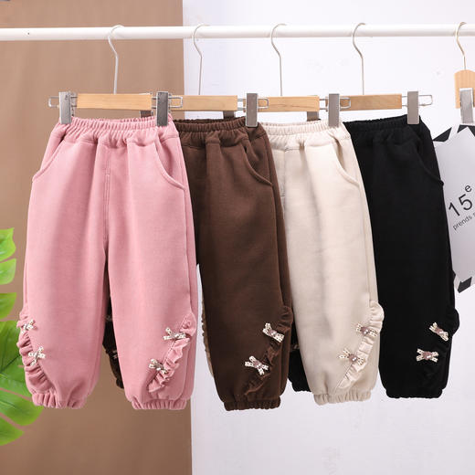 【柔软舒适，宝宝舒心穿，妈妈放心选】女童秋冬季加绒裤子 新款休闲宝宝冬天一体绒休闲裤 中小童保暖卫裤-QQ 商品图3
