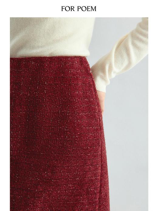 ForPoem 现货 24/FW原创设计秋冬氛围感亮丝显瘦A摆半身裙 商品图2