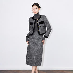 【高货wl】全新升级【铂金会员413/天猫559/差价146】(20927)洛诗琳小香风高级感法式撞色短款上衣时尚半身裙两件套