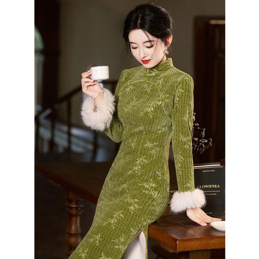 秋款显瘦复古改良加绒雪尼尔旗袍BJS1050 商品图0