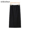 oldcolour冬季新款简约气质高腰直筒显瘦松紧腰长裙女P480601A1 商品缩略图2