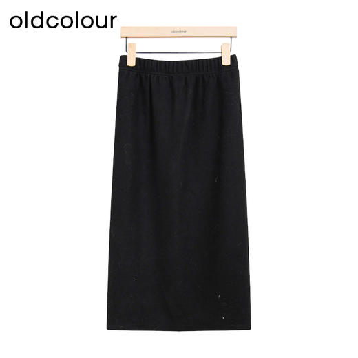 oldcolour冬季新款简约气质高腰直筒显瘦松紧腰长裙女P480601A1 商品图2