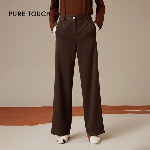 pure touch女士棕色复合型肌理直筒裤1368244425 商品图1