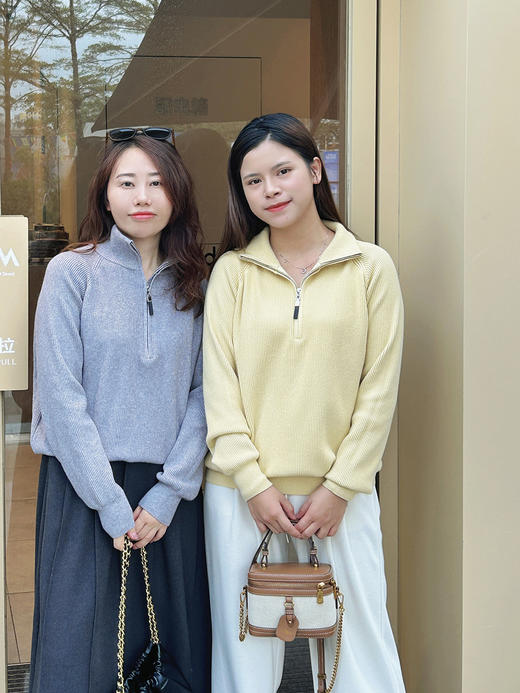 【百图lulu定制】【极简毛衣】极简风 拉链 抗起球安迪绒 柔软 长袖毛衣 商品图12