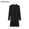oldcolour冬新款黑色简约气质宽松显瘦V领长袖连衣裙女P441005A1 商品缩略图1