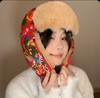 民族风大花东北雷锋帽女冬季加厚加绒护耳棉帽户外防寒骑车防风帽 商品缩略图3