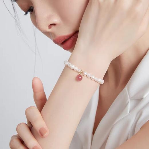 淡水珍珠手链天然草莓晶 商品图3