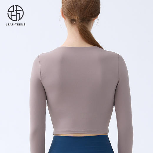 跃牌【小甜心】系列 带胸垫瑜伽服上衣女V领健身长袖9065 商品图8