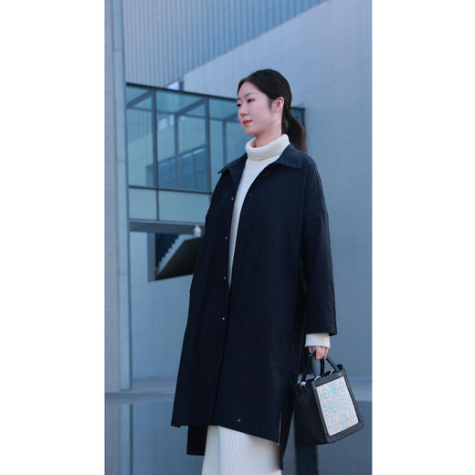 【抖音专属】日及•新中式衬衣（24810020-玄黑） 商品图2