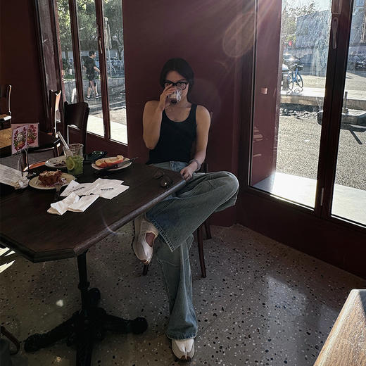 【顺丰包邮】11927 洛诗琳高级感褶皱设计高腰显瘦直筒牛仔裤013 商品图4