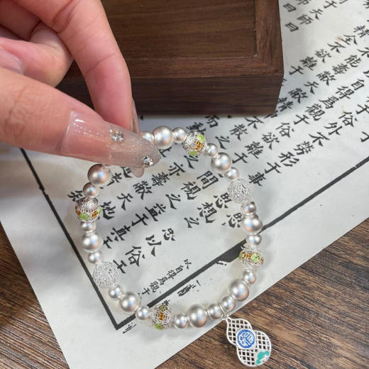 足银纯银手链<珐琅中式镂空>古法手串高颜值 商品图0