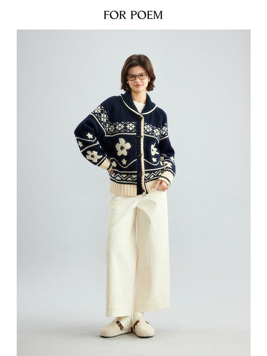 ForPoem 现货 24/FW原创设计复古羊毛费尔岛针织毛衣开衫 商品图1