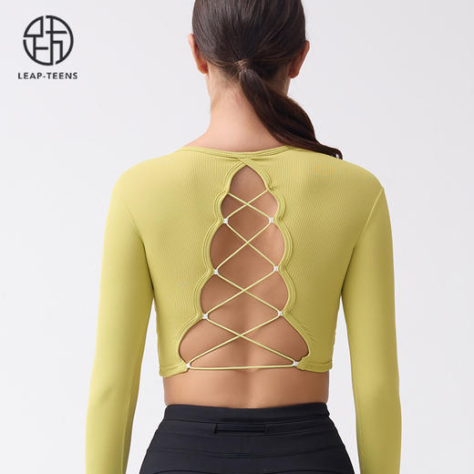 跃牌【小甜心】系列 镂空性感露背健身服运动上衣9060 商品图2