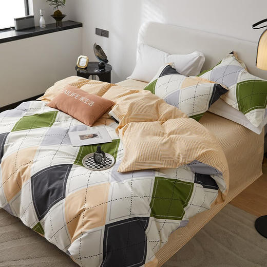 莱生活  全棉四件套-经典格致  200*230cm 商品图1