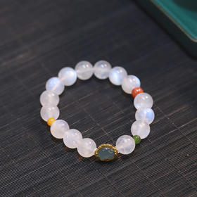 【宫里手串】天然水晶蓝月光石冰种手串10mm