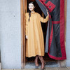 绽放旅行女装766朵/加厚砂洗磨毛亚麻双层毛边花边大摆叠穿连衣裙 商品缩略图0