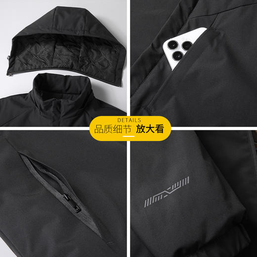 【可拆卸帽】【新款DK】大依优型大码男装棉服连帽户外棉衣夹克加肥加大休闲夹克胖子外套上衣 商品图2