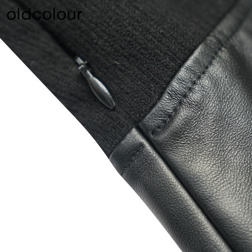 oldcolour冬新款皮质小黑裙针织拼接PU皮设计感连衣裙女P431002A1 商品图3