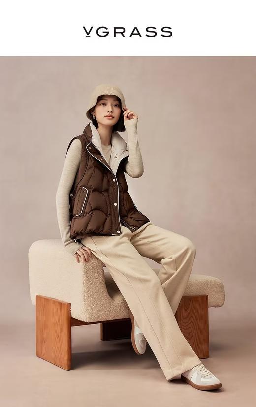 VGRASS维格娜丝24年冬季90鸭异形绗缝羽绒马甲 商品图0