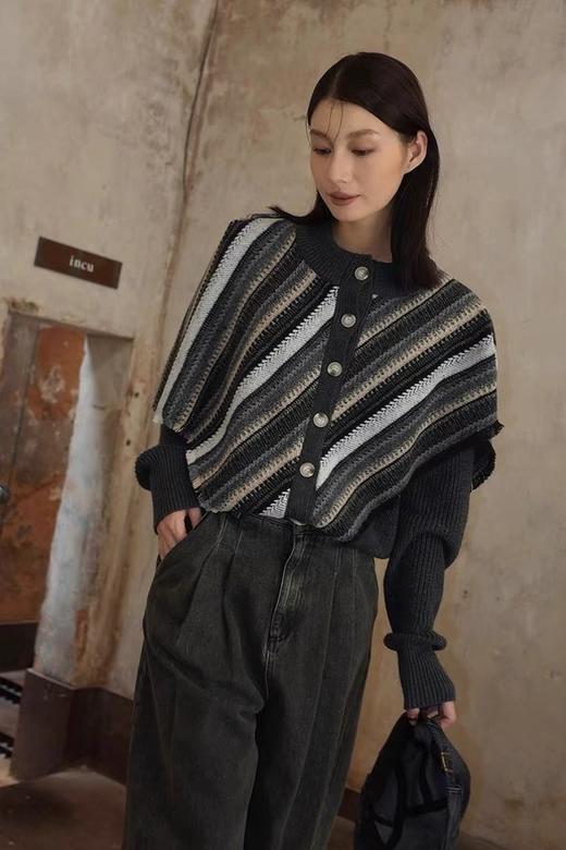 ANSUABEL 法式软糯彩虹披肩针织上衣开衫 19232 商品图0