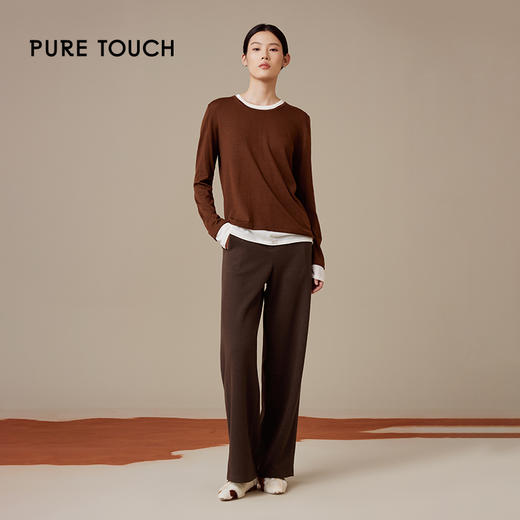pure touch女士棕色复合型肌理直筒裤1368244425 商品图2