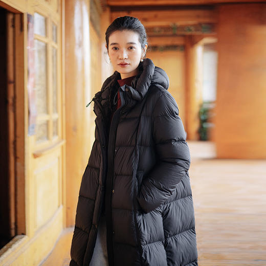 绽放811朵/*被子款鹅绒服被子款中长款方形格纹高领连帽羽绒服 商品图0