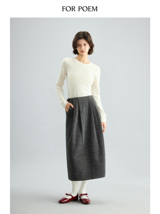 ForPoem 现货 24/FW原创设计秋冬针织百搭显瘦花苞裙 商品图2